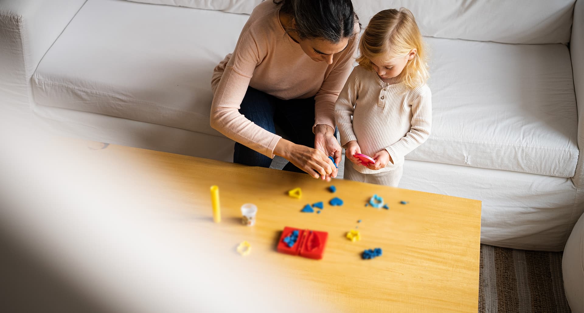 Nanny helping child
