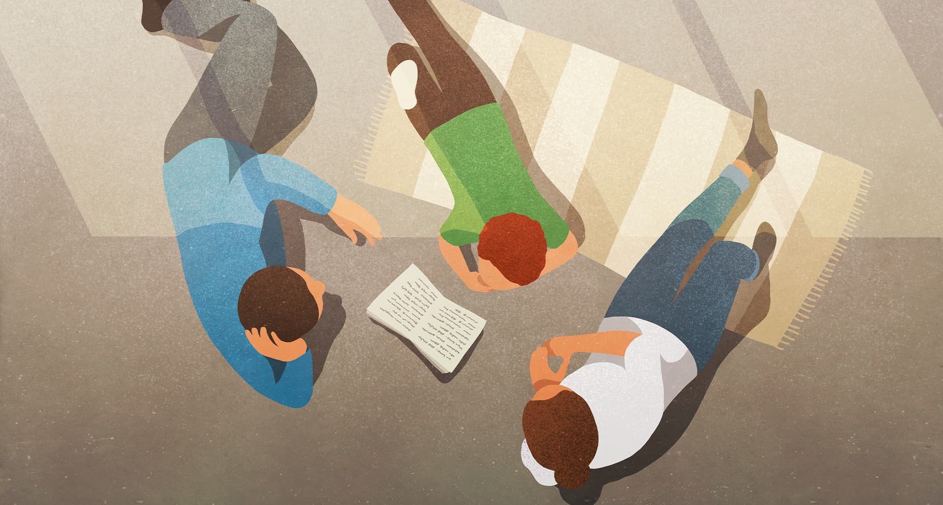 how-to-talk-to-kids-about-sex: an illo of a family reading together.