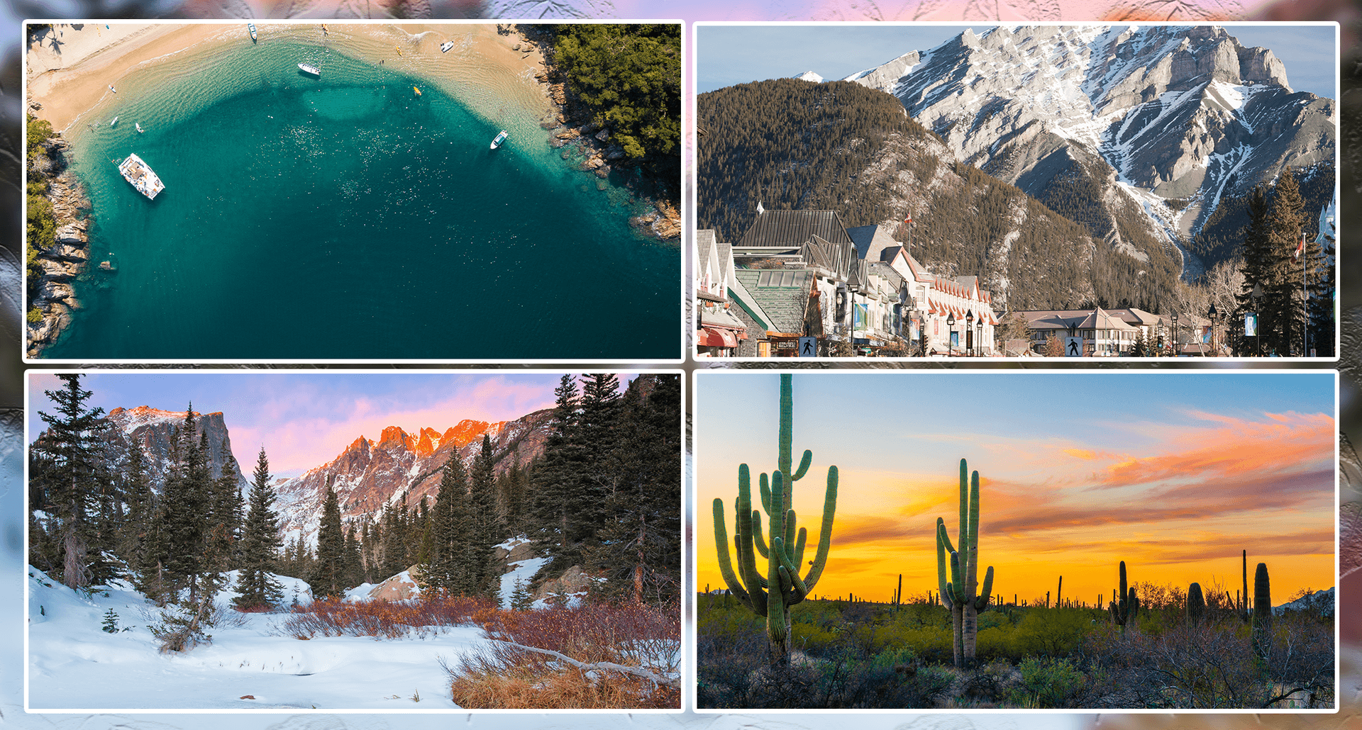 Collage of four destinations to travel to in January