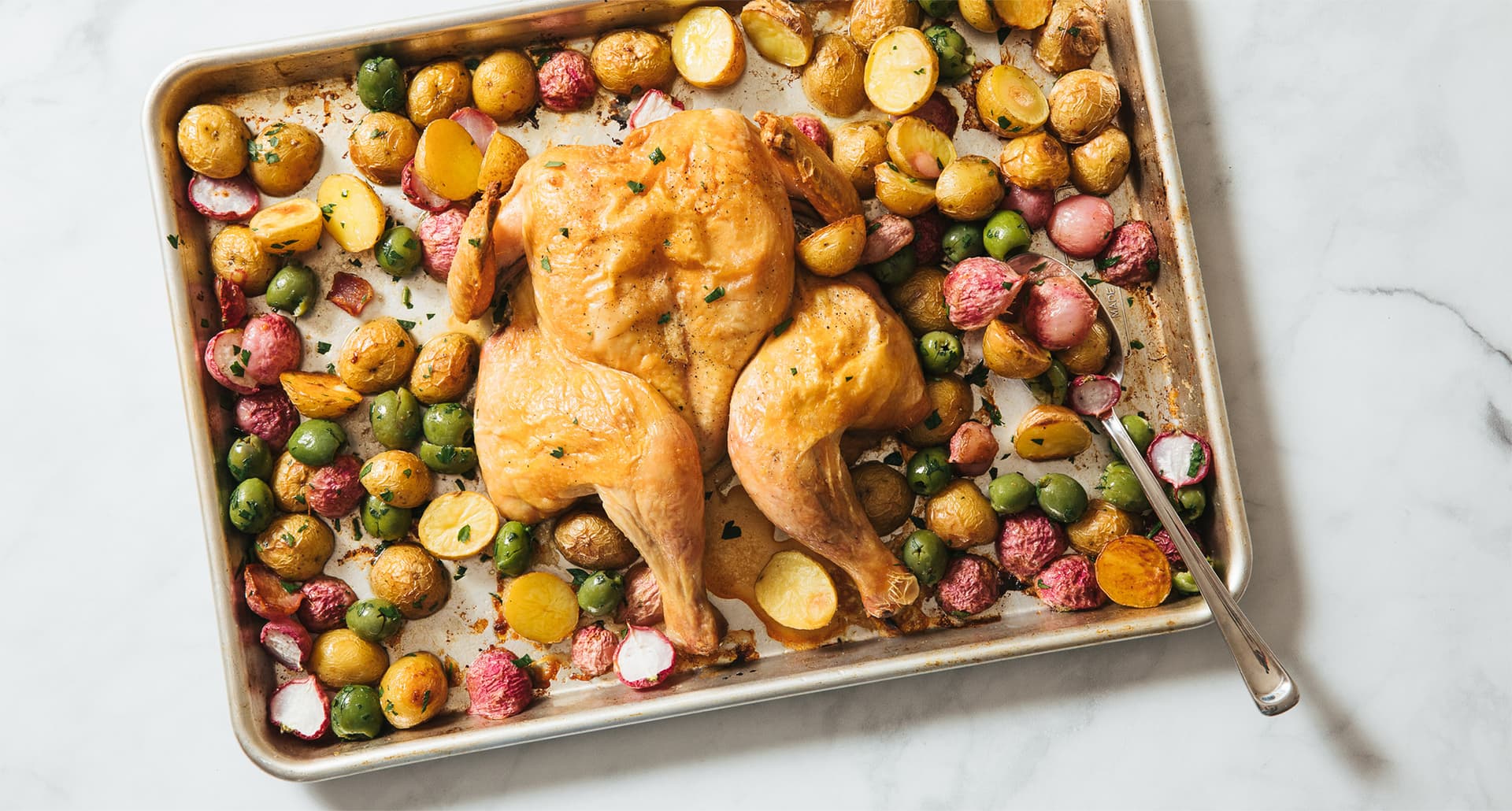 lazy Sunday dinner ideas: sheet pan roast chicken