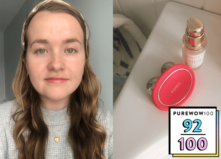 Foreo Bear review: A woman tests a Foreo Bear device