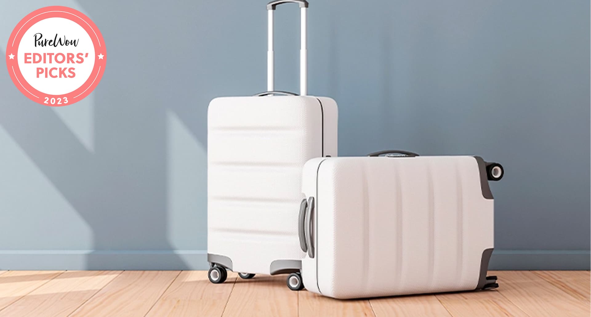 Best Amazon luggage sets: A dual set of white hardside suitcases