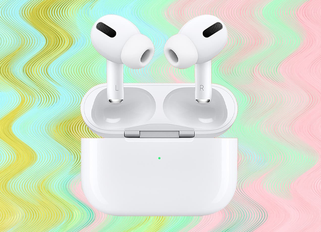 Amazon Prime Day AirPod deals: A pair of AirPod Pro earphones on a colorful background