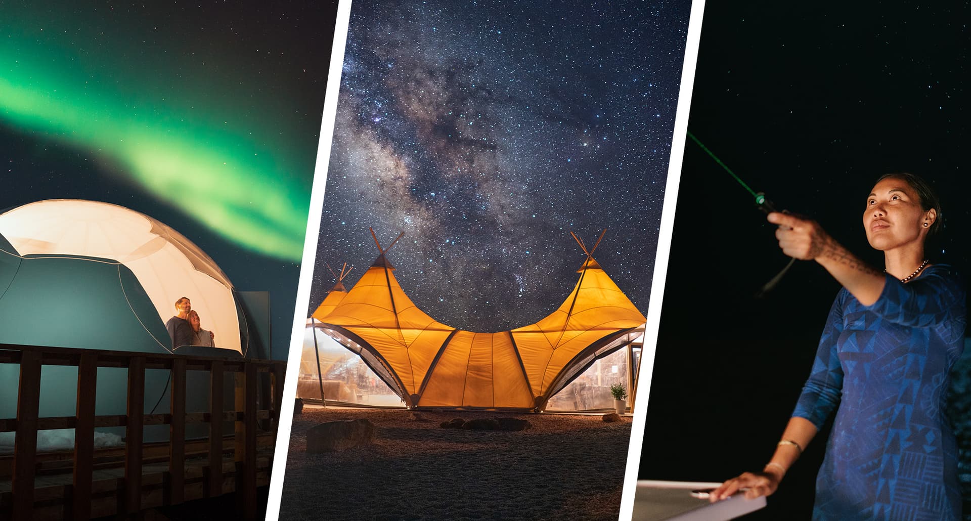 Triptych of astrotourism vacation destinations