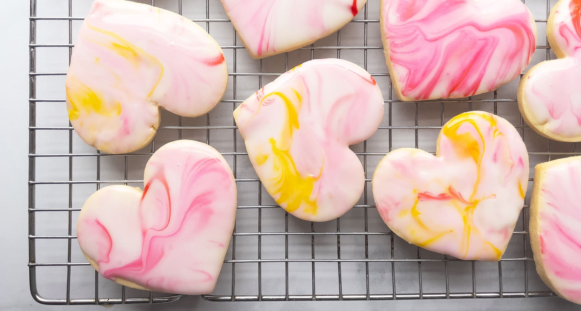 easy fun things to bake: heart-shaped, tie-dye sugar cookies