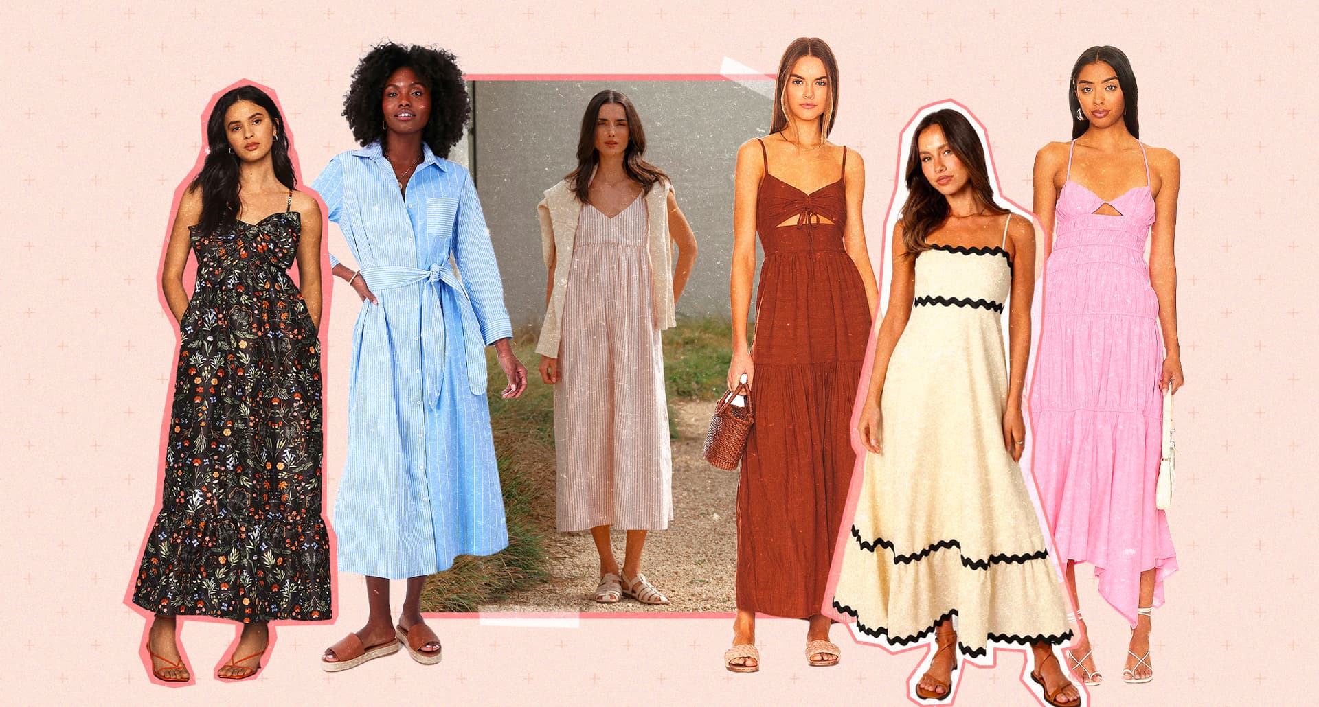 spring maxi dresses collage
