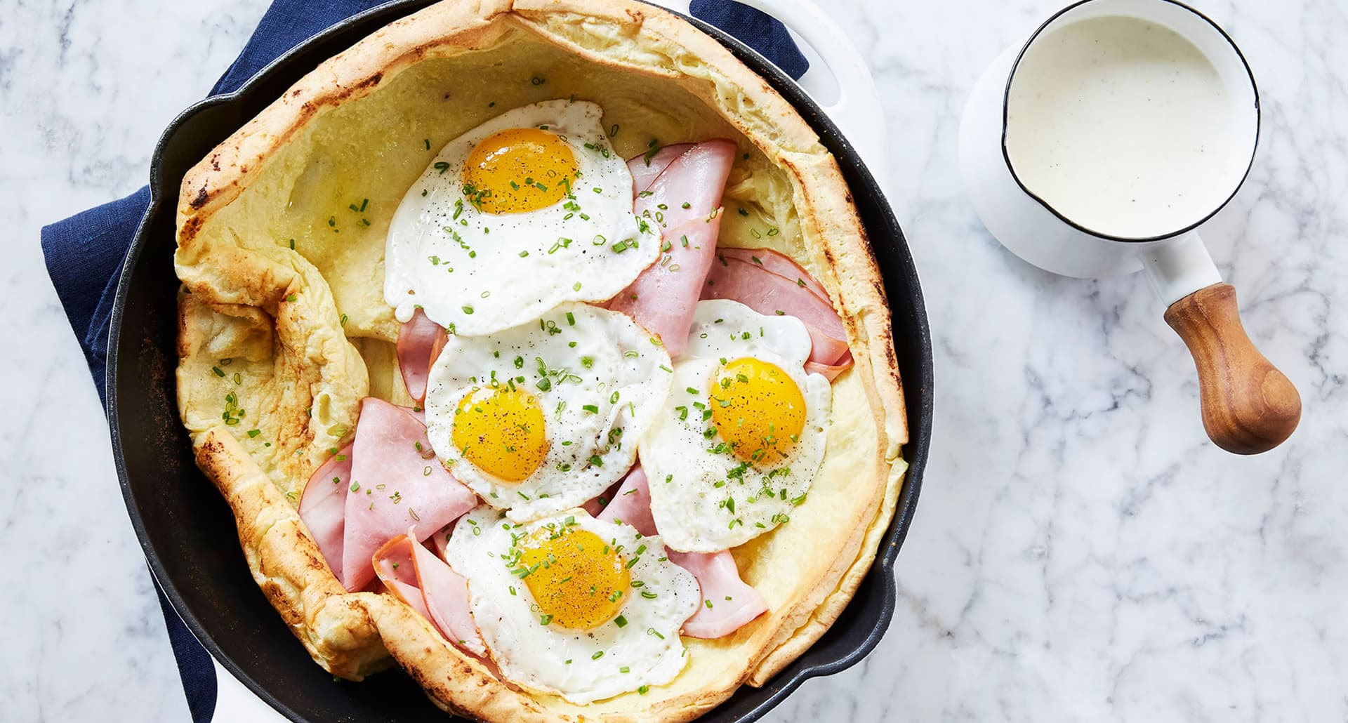 mother's day brunch ideas: croque madame dutch baby