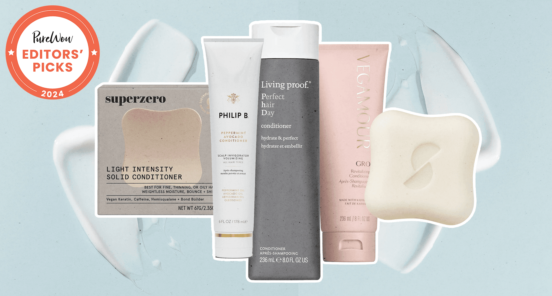 a collage of conditioners for oily hair