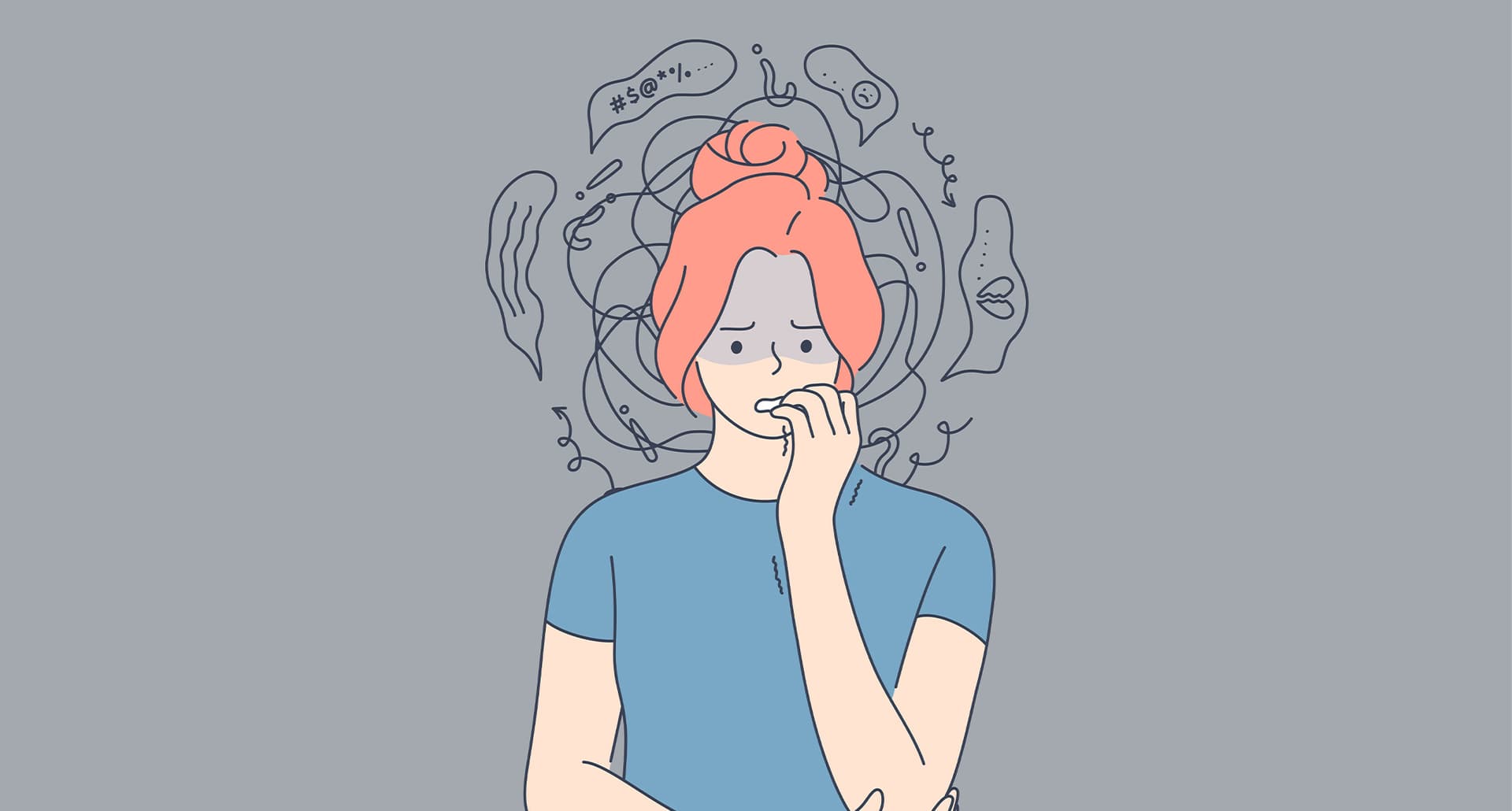 what is negging: a woman overthinking illo
