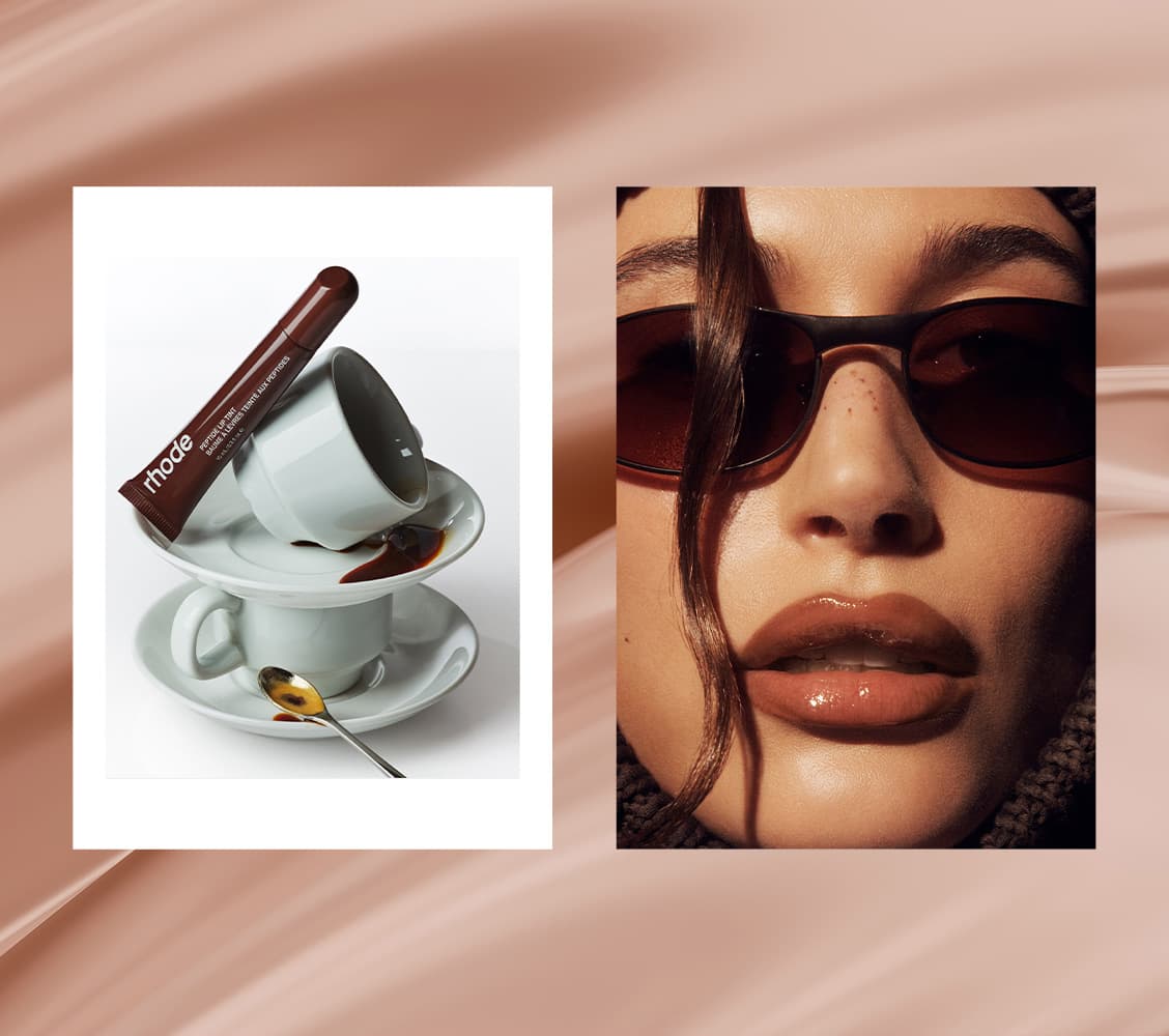 rhode-peptide-lip-tint-review: hailey bieber wearing the rhode peptide lip tint in espresso