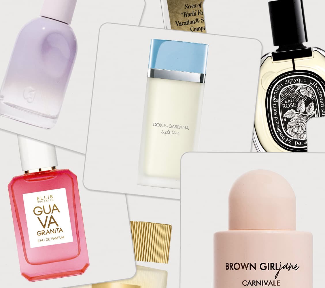 best-summer-perfumes: collage of perfumes