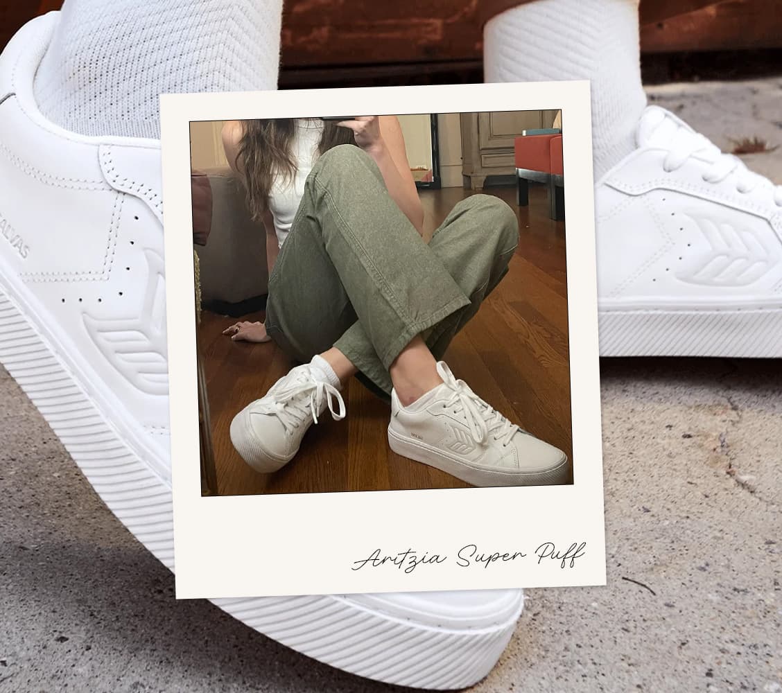 Cariuma Salvas Sneakers Review: Original photo of Stephanie Meraz wearing white Salvas