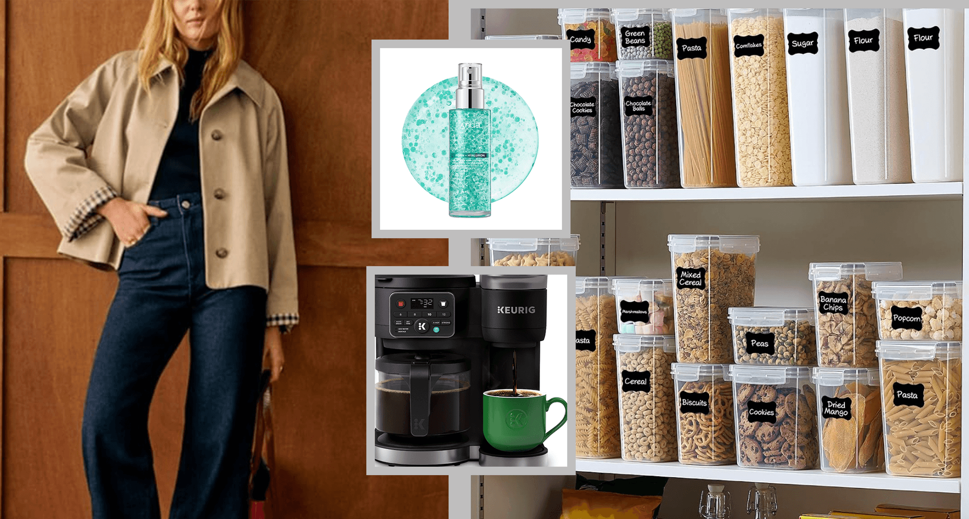 prime viral jacket, skincare, keurig and containers