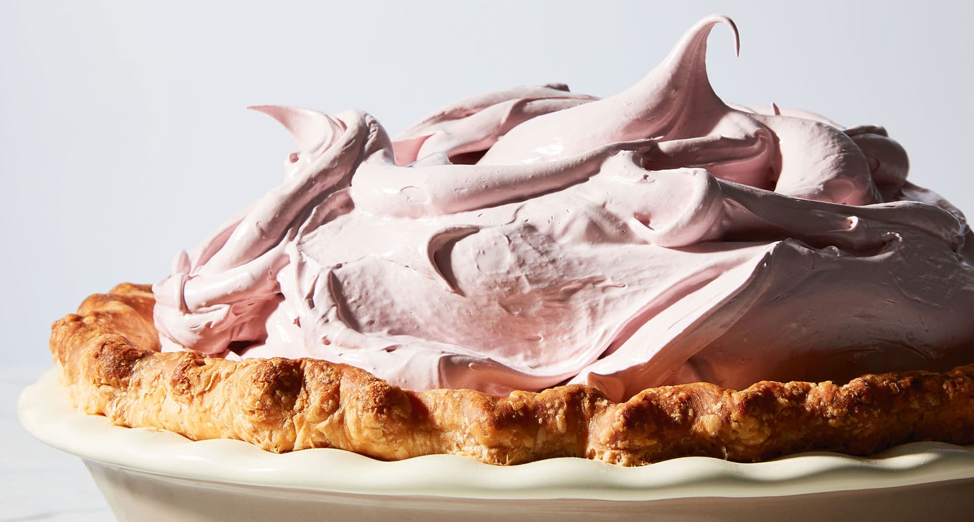 pie mistakes: peanut butter cream pie with raspberry meringue