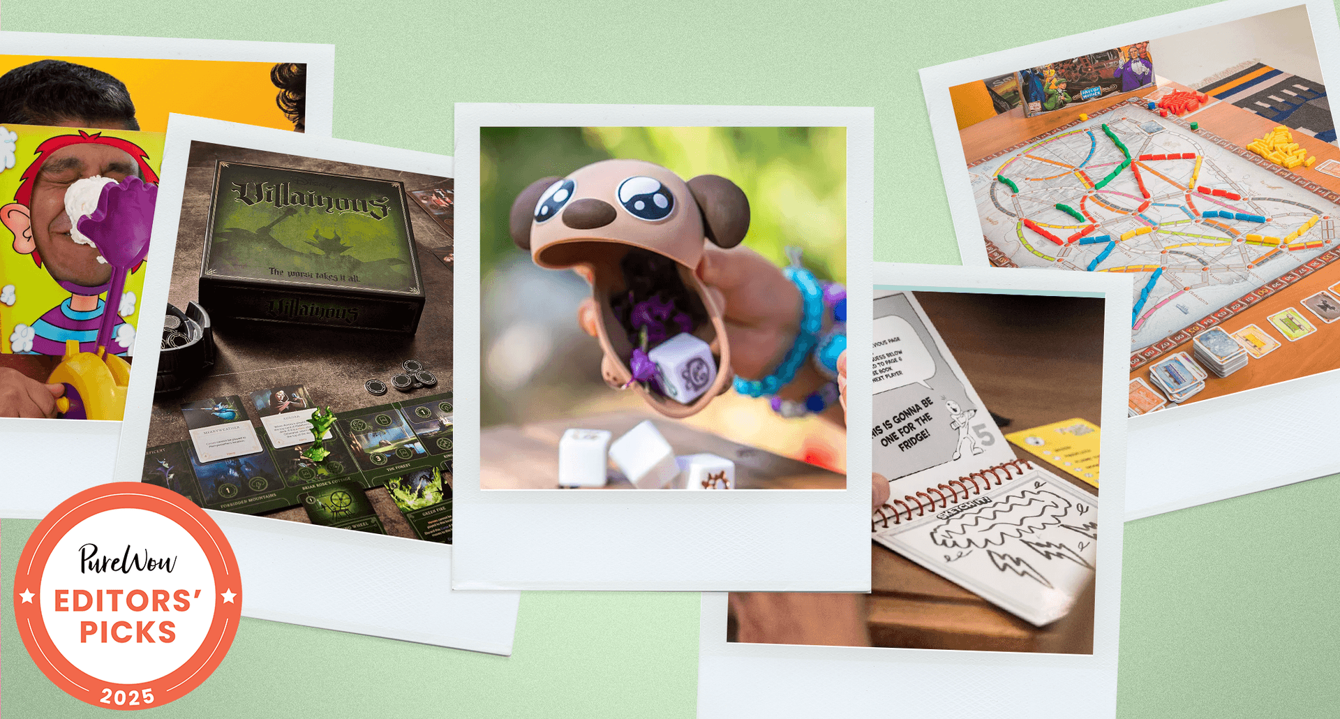 best family board games, including villainous and ticket to ride and little stinker