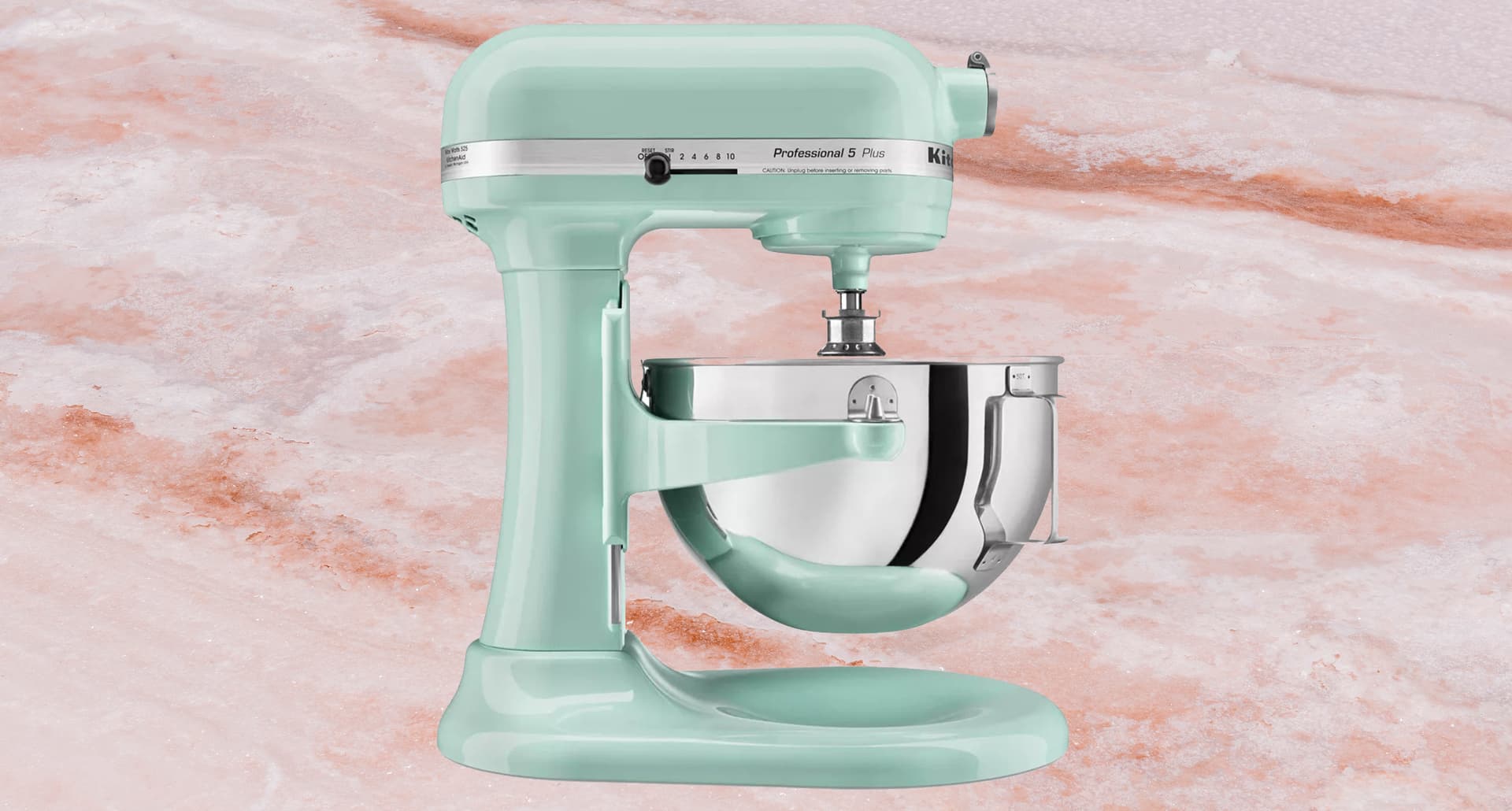 A close up of KitchenAid's stand mixer.