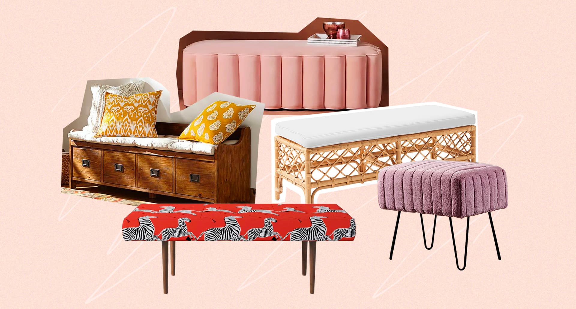 Best accent benches: A collage of accent benches