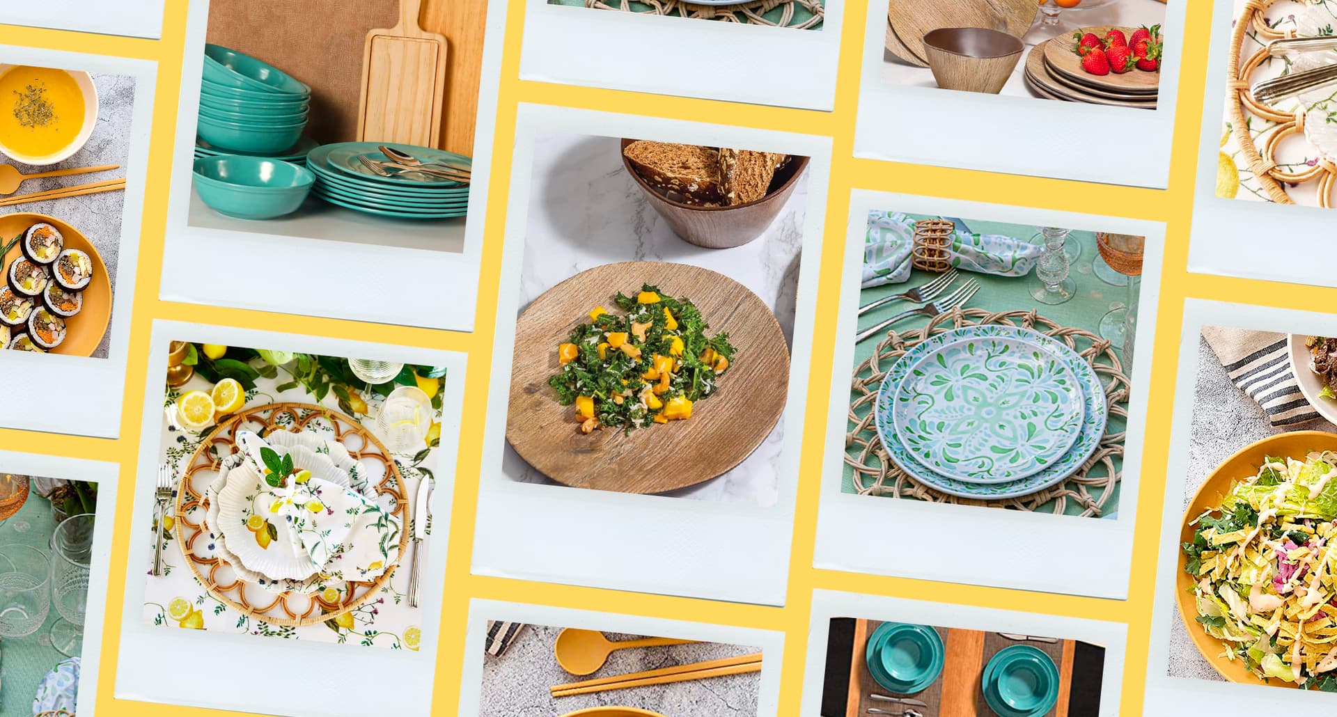 Best outdoor dinnerware: A collage of outdoor dinnerware sets