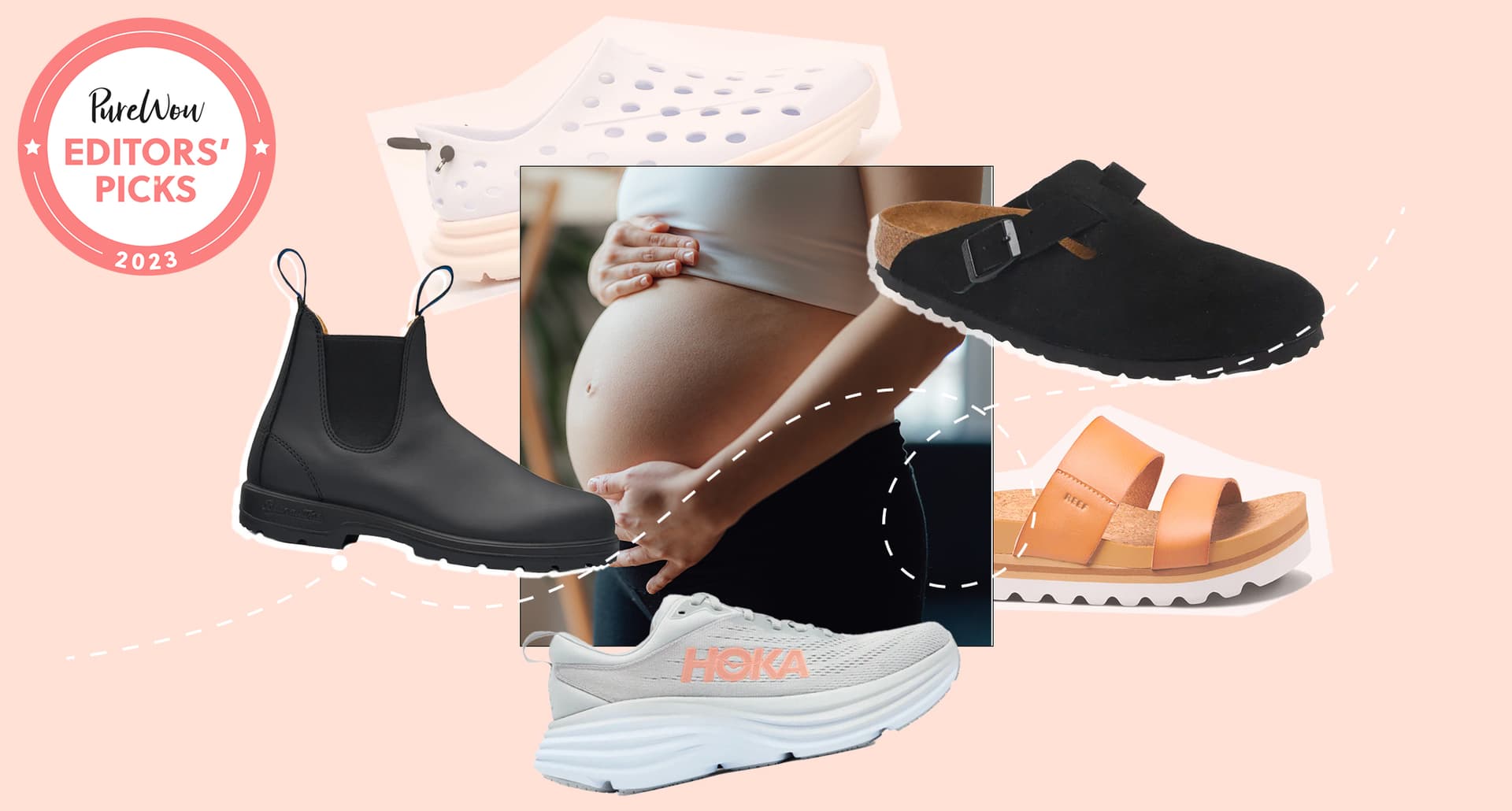 best pregnancy shoes - collage of various shoes