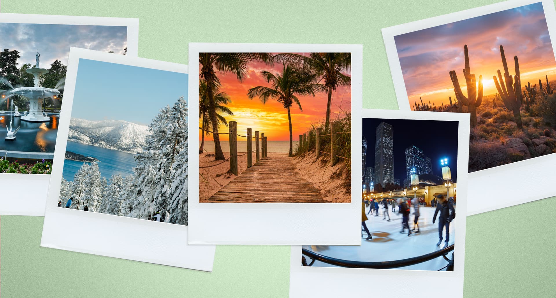 Romantic Winter Weekend Getaways United States: Collage of vacations