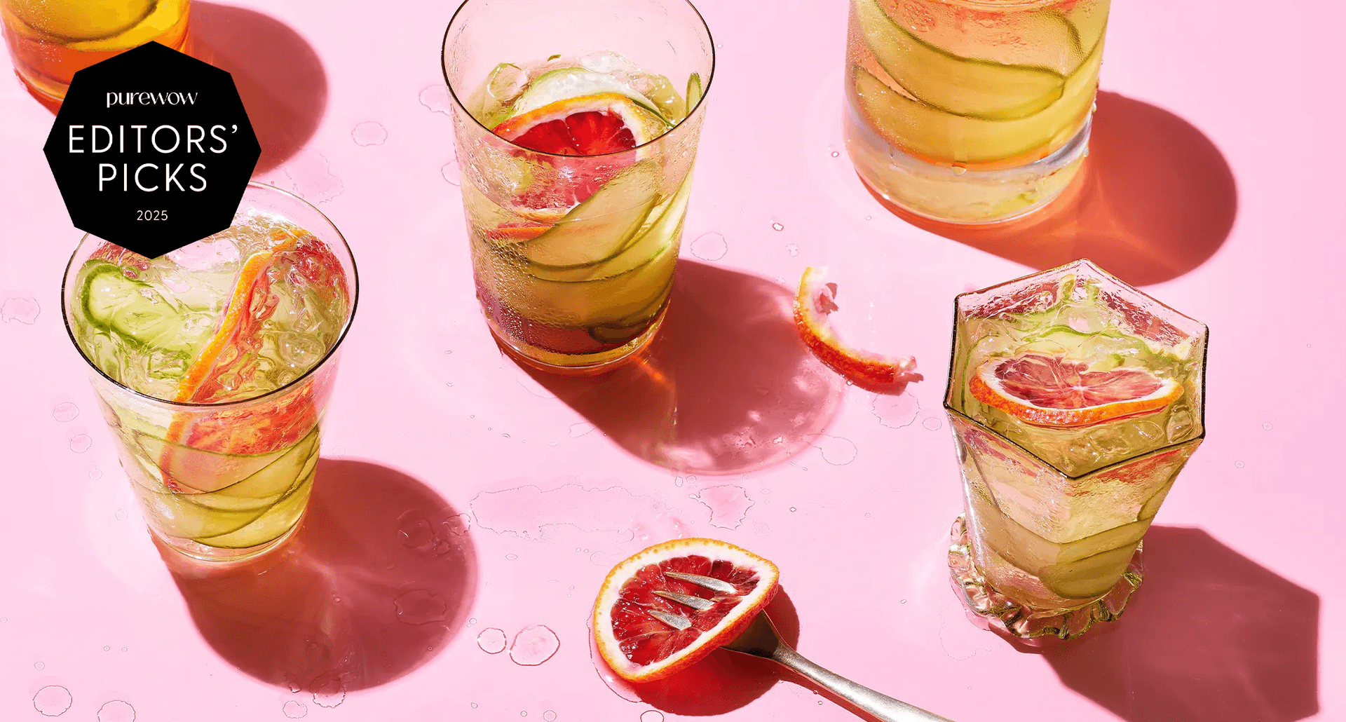 best non-alcoholic drinks: mocktails in glasses on pink table