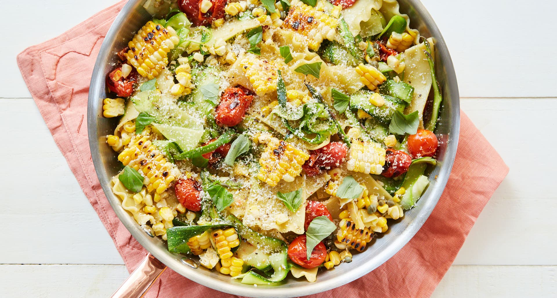 lazy summer entertaining summer dinner party recipes: skillet corn tomato lasagna