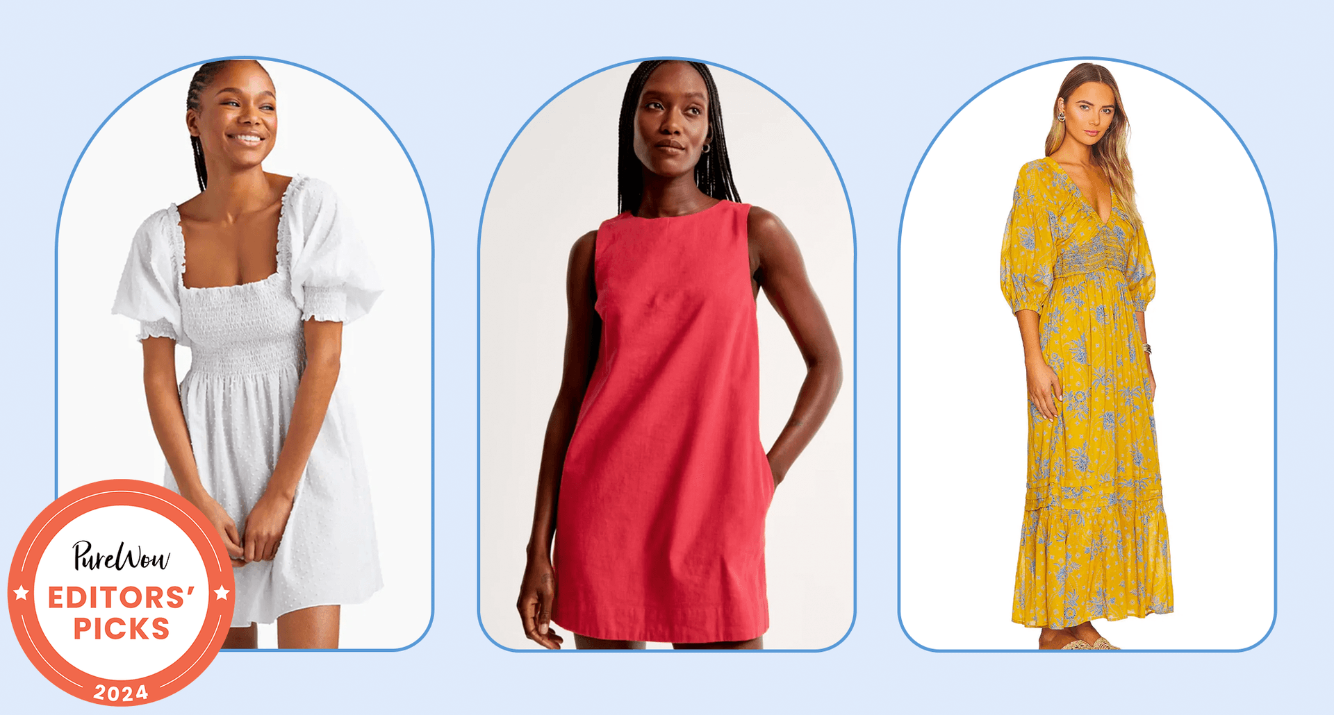 dresses with pockets from hill house, abercrombie and fitch and free people, showing maxi and mini dress styles