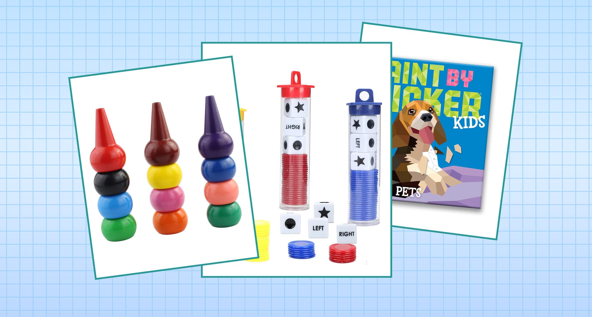 Collage of toys recommended by a pediatric occupational therapist.