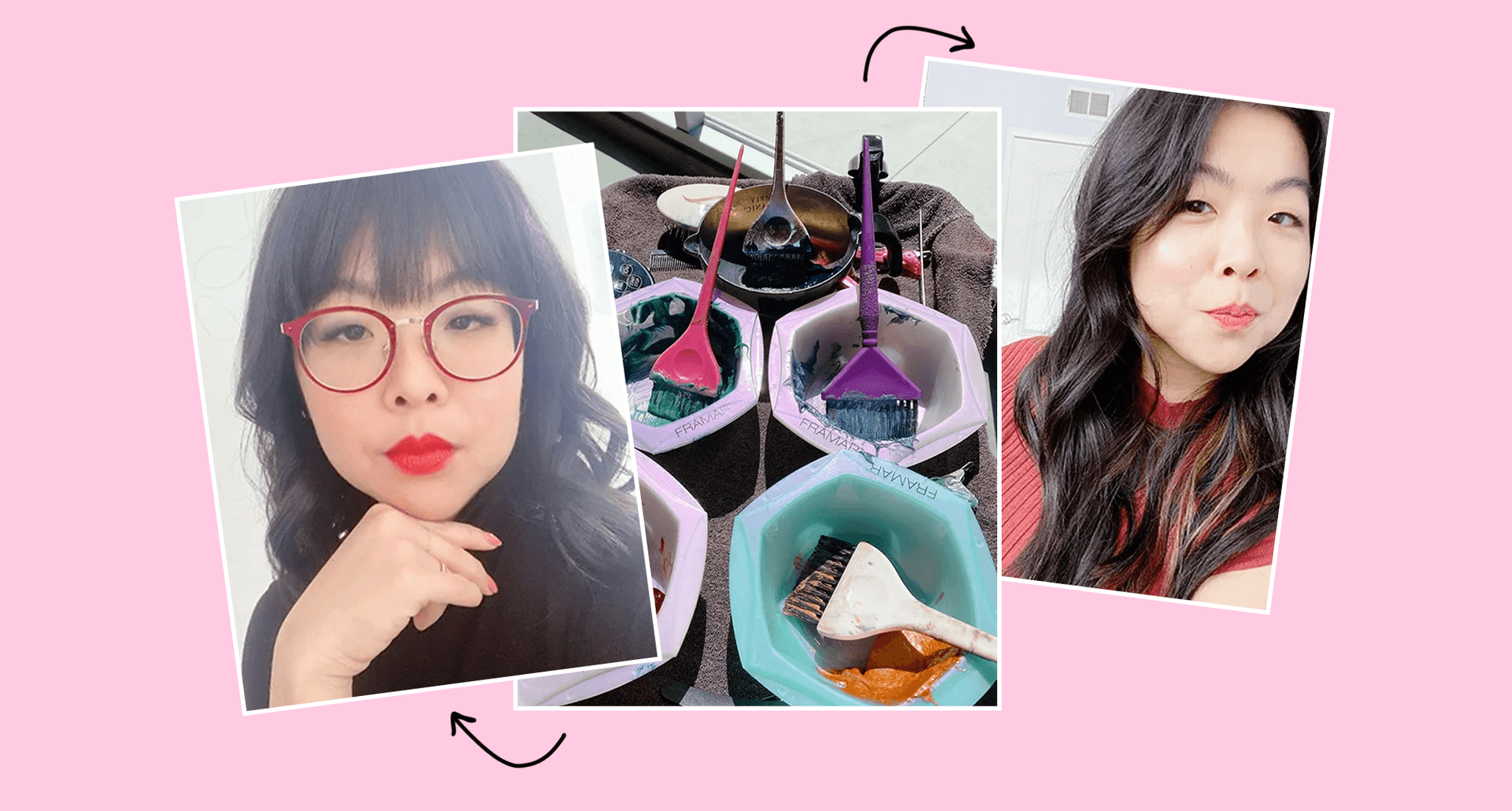 peekaboo highlights hair trend a collage of jenny jin
