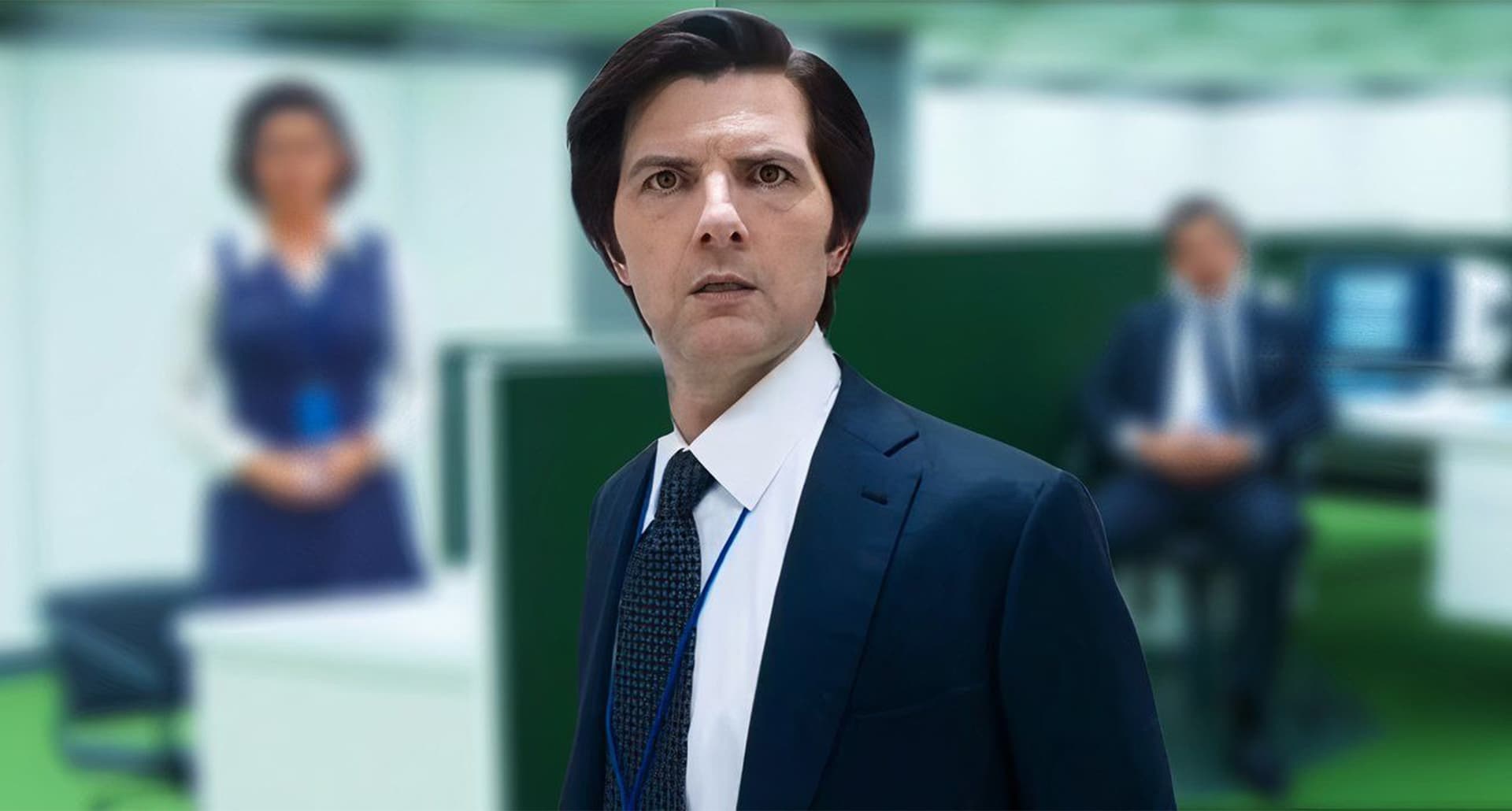 learned-helplessness-trauma: adam scott as mark in 'severance'
