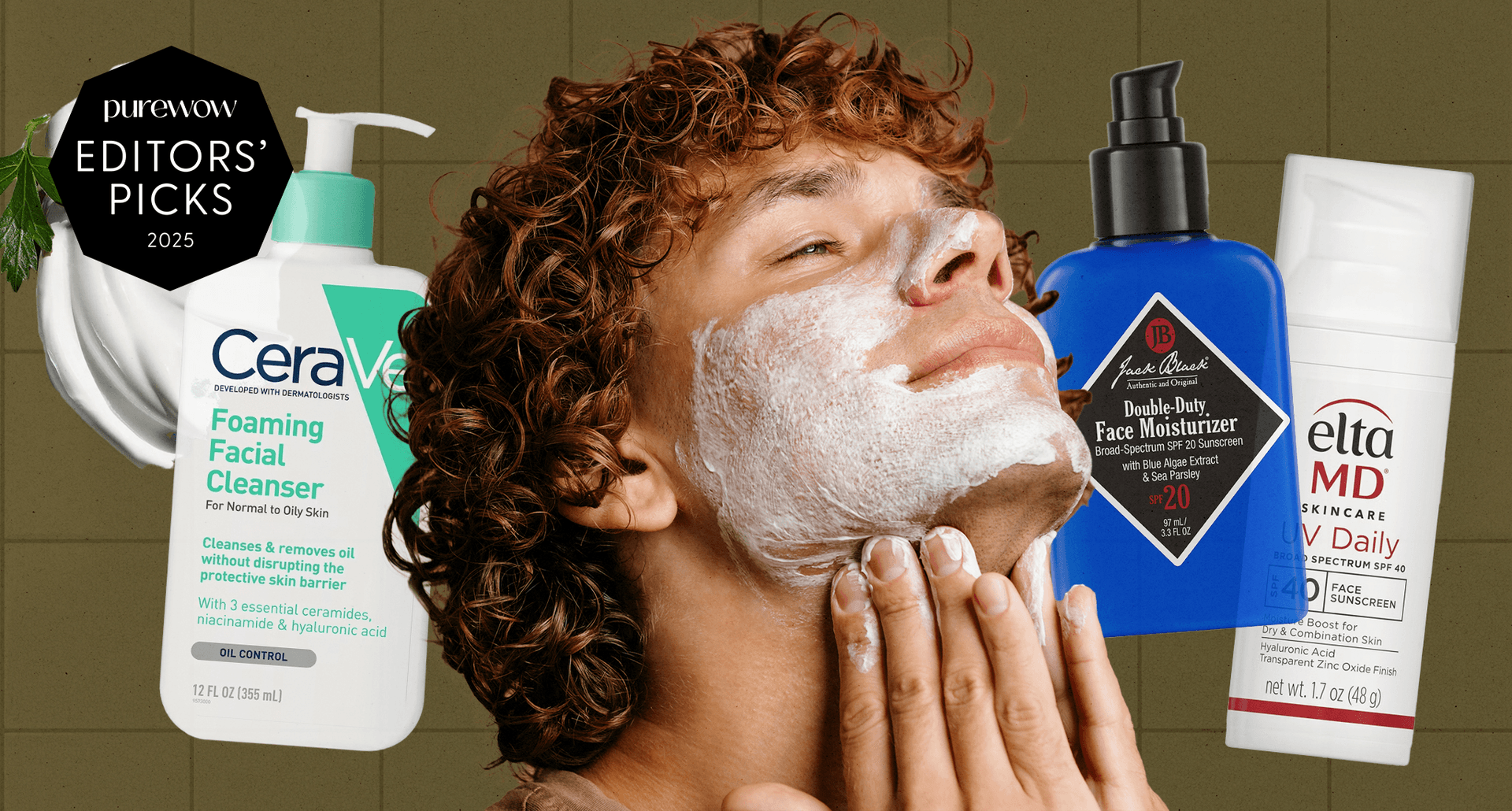 best skincare for men a photo of a man washing his face with products in the background