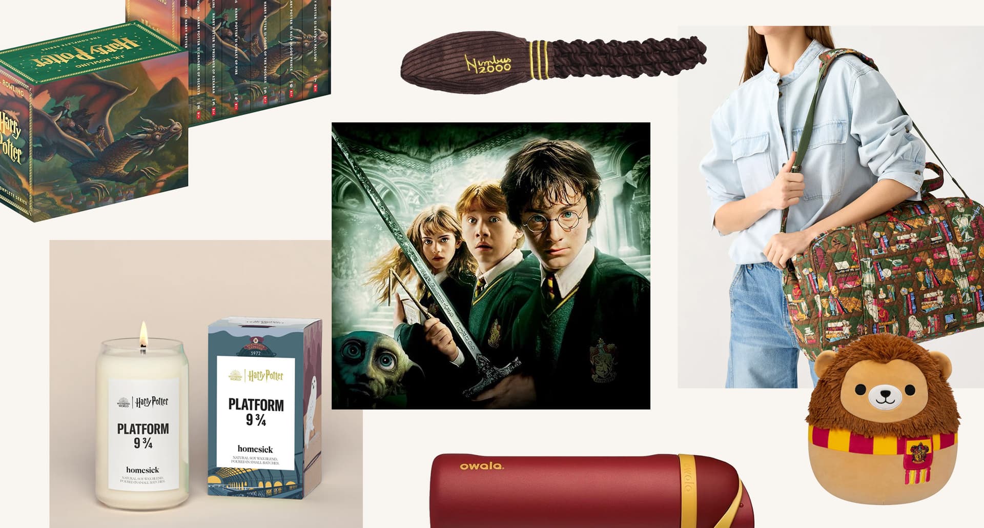 a collage of harry potter gifts
