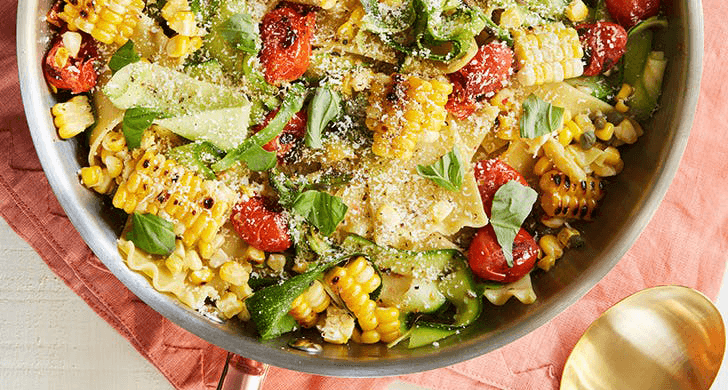 cheater's summer lasagna in skillet