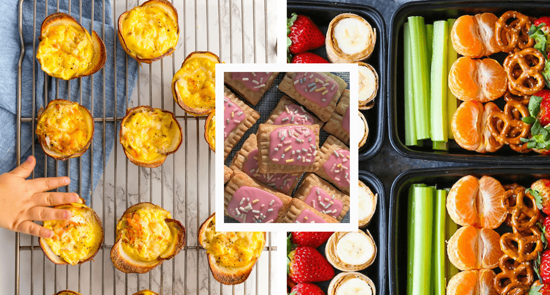 mini quiches, tiny tarts and veggie boxes for lunch