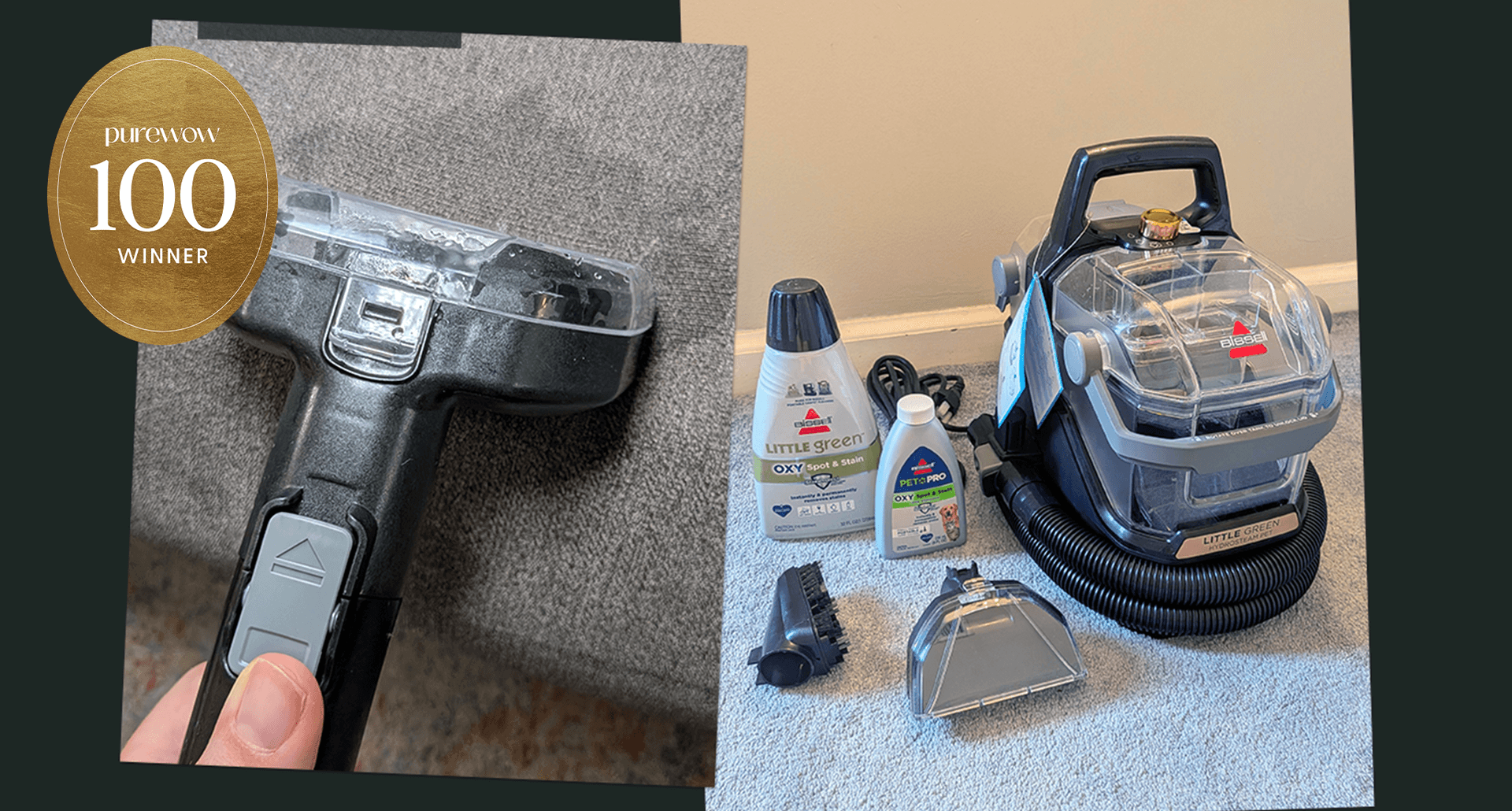 bissell little green hydrosteam cleaning up a mess