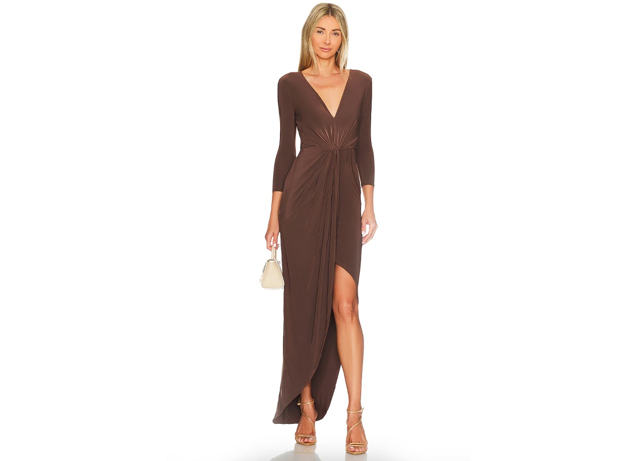 knee length dresses for ladies ever BRISTOL|Glitter Long Sleeve V-Neck A-Line Midi Wedding Guest Dress